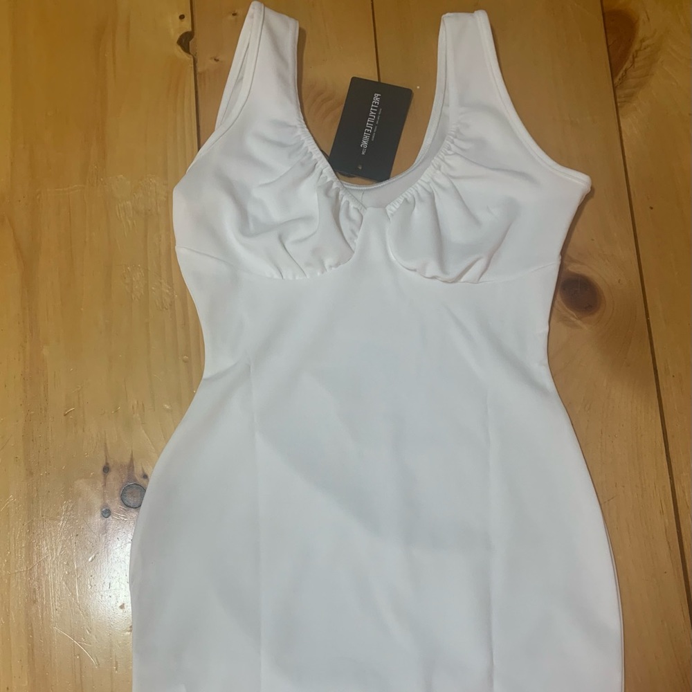 PLT bodycon white mini dress